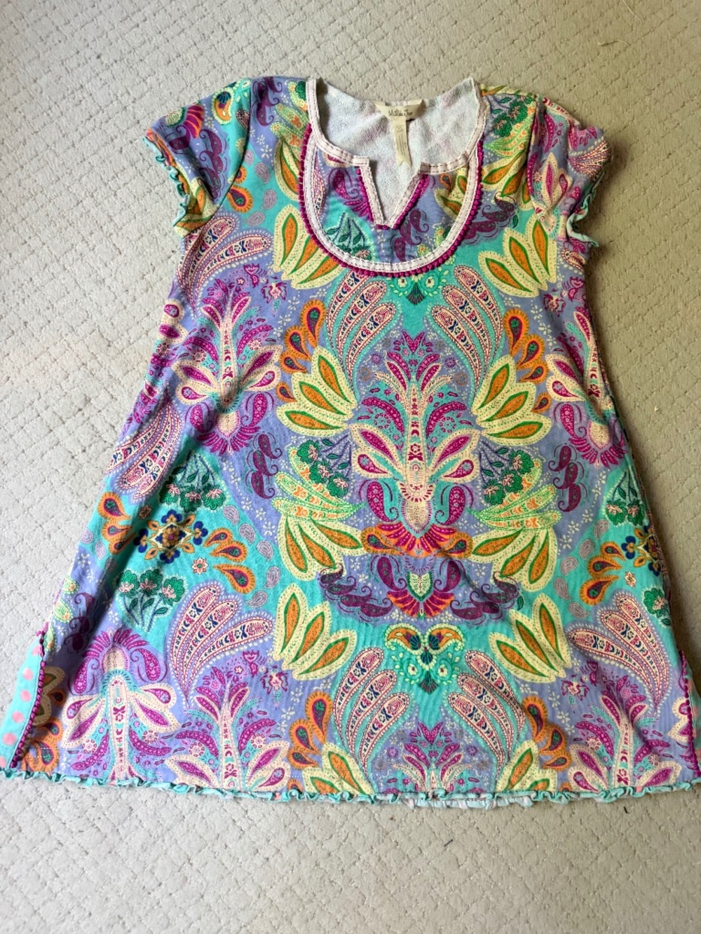 Matilda Jane Girls Dress Size 12 Colorful Paisley Floral Boho Tunic Dress